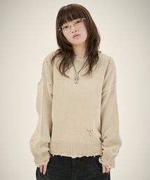 MSG（エムエスジー）の「ルーズシルエットダメージスプリングニットプルオーバー（ニット/セーター）」