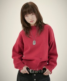 MSG（エムエスジー）の「ルーズシルエットダメージスプリングニットプルオーバー（ニット/セーター）」