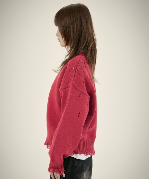 MSG（エムエスジー）の「ルーズシルエットダメージスプリングニットプルオーバー（ニット/セーター・メンズ・ブラック系1/レッド/ブラック系/ベージュ/カモフラージュ・S/M/L/XL）」の16枚目の写真