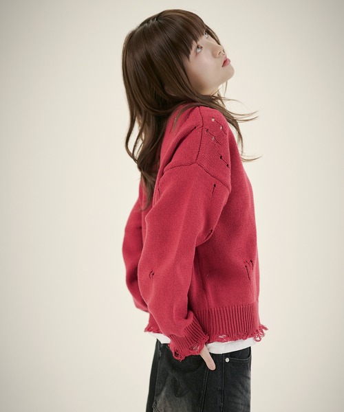 MSG（エムエスジー）の「ルーズシルエットダメージスプリングニットプルオーバー（ニット/セーター・メンズ・ブラック系1/レッド/ブラック系/ベージュ/カモフラージュ・S/M/L/XL）」の22枚目の写真