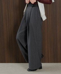 en CAnAF（エンカナフ）の「【美シルエットが叶う大人のタックパンツ】ヴィンテージ サテン ベルト タック ワイド パンツ（スラックス）」