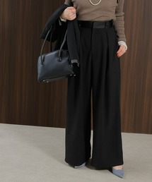 en CAnAF（エンカナフ）の「【美シルエットが叶う大人のタックパンツ】ヴィンテージ サテン ベルト タック ワイド パンツ（スラックス）」