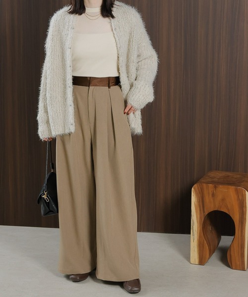 en CAnAF(エンカナフ)の「【美シルエットが叶う大人のタックパンツ】ヴィンテージ サテン ベルト タック ワイド パンツ(スラックス・レディース・チャコールグレー/ブラック/ベージュ・フリー)」の15枚目の写真