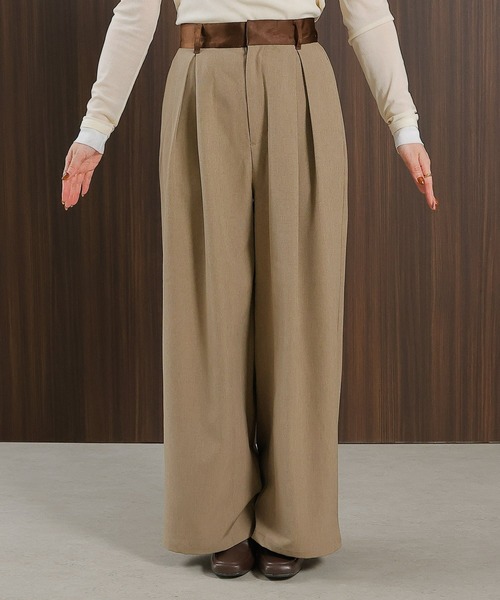 en CAnAF(エンカナフ)の「【美シルエットが叶う大人のタックパンツ】ヴィンテージ サテン ベルト タック ワイド パンツ(スラックス・レディース・チャコールグレー/ブラック/ベージュ・フリー)」の20枚目の写真
