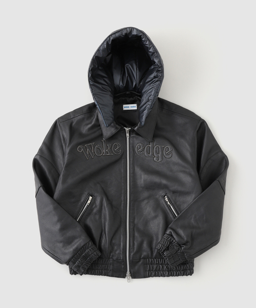 【NEW】417 エディフィス（417 EDIFICE）/WOKE EDGE / ウォークエッジ LEATHER TECH BOMBER JACKET セール】WOKE EDGE / ウォークエッジ LEATHER TECH BOMBER JACKET