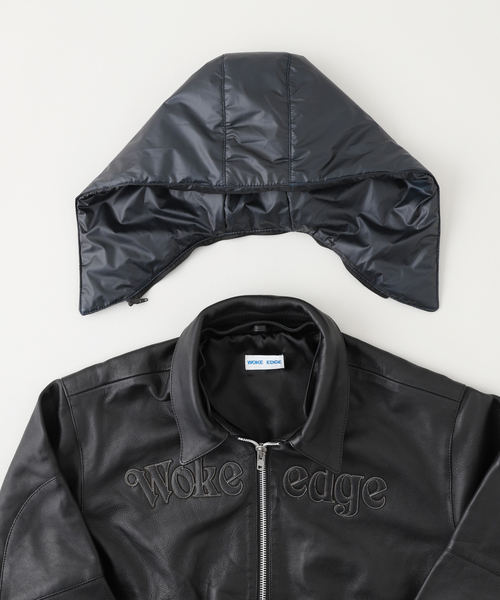 【NEW】417 エディフィス（417 EDIFICE）/WOKE EDGE / ウォークエッジ LEATHER TECH BOMBER JACKET セール】WOKE EDGE / ウォークエッジ LEATHER TECH BOMBER JACKET