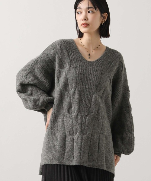 セール】ケーブル柄Vネックニット（ニット/セーター）｜Gready
