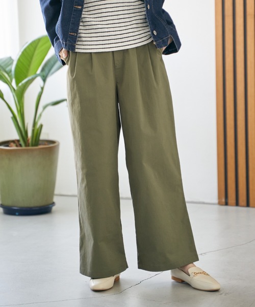 ikka（イッカ）の「デニム／チノワイドパンツ（チノパンツ・レディース・ブラック/ベージュ/ネイビー/カーキ・M/L）」の3枚目の写真