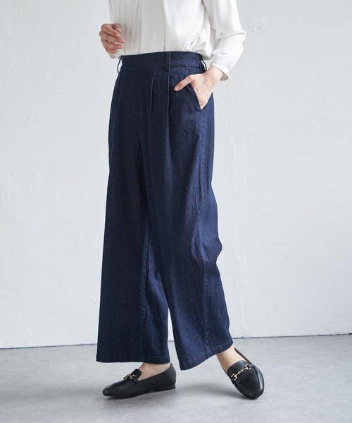 ikka（イッカ）の「デニム／チノワイドパンツ（チノパンツ・レディース・ブラック/ベージュ/ネイビー/カーキ・M/L/S）」の20枚目の写真