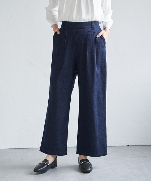 ikka（イッカ）の「デニム／チノワイドパンツ（チノパンツ・レディース・ブラック/ベージュ/ネイビー/カーキ・M/L/S）」の21枚目の写真