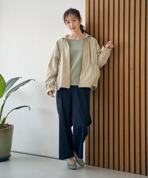 ikka（イッカ）の「デニム／チノワイドパンツ（チノパンツ・レディース・ブラック/ベージュ/ネイビー/カーキ・M/L）」の6枚目の写真