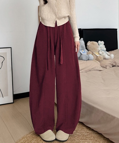 Miniministore(ミニミニストア)の「ワイドカーブパンツレディースワイドパンツ(スラックス・レディース・オフホワイト/ワインレッド/カーキ/チャコールグレー/ブラック/ブラウン・FREE)」の6枚目の写真
