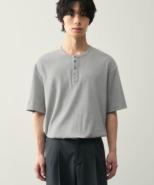 ROTEMBER（ローテンバー）の「リブヘンリーネックハーフTシャツ [5 COLOR]（Tシャツ/カットソー・メンズ・ホワイト/ブラック/ネイビー/グレー/チャコール・MEDIUM/LARGE/X-LARGE）」の11枚目の写真