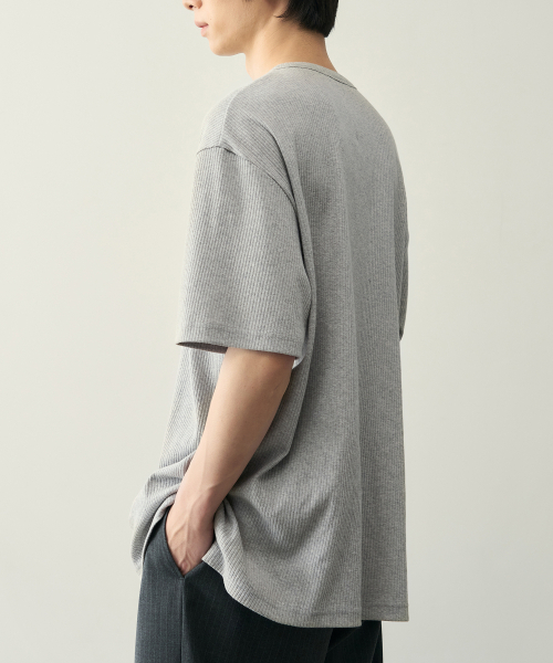 ROTEMBER（ローテンバー）の「リブヘンリーネックハーフTシャツ [5 COLOR]（Tシャツ/カットソー・メンズ・ホワイト/ブラック/ネイビー/グレー/チャコール・MEDIUM/LARGE/X-LARGE）」の12枚目の写真