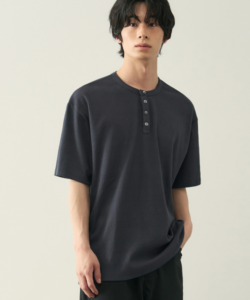 ROTEMBER（ローテンバー）の「リブヘンリーネックハーフTシャツ [5 COLOR]（Tシャツ/カットソー・メンズ・ホワイト/ブラック/ネイビー/グレー/チャコール・MEDIUM/LARGE/X-LARGE）」の13枚目の写真