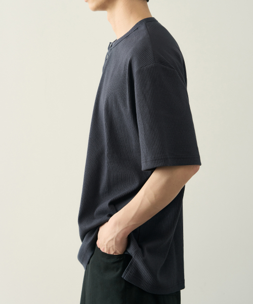 ROTEMBER（ローテンバー）の「リブヘンリーネックハーフTシャツ [5 COLOR]（Tシャツ/カットソー・メンズ・ホワイト/ブラック/ネイビー/グレー/チャコール・MEDIUM/LARGE/X-LARGE）」の14枚目の写真