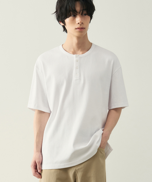 ROTEMBER（ローテンバー）の「リブヘンリーネックハーフTシャツ [5 COLOR]（Tシャツ/カットソー・メンズ・ホワイト/ブラック/ネイビー/グレー/チャコール・MEDIUM/LARGE/X-LARGE）」の15枚目の写真