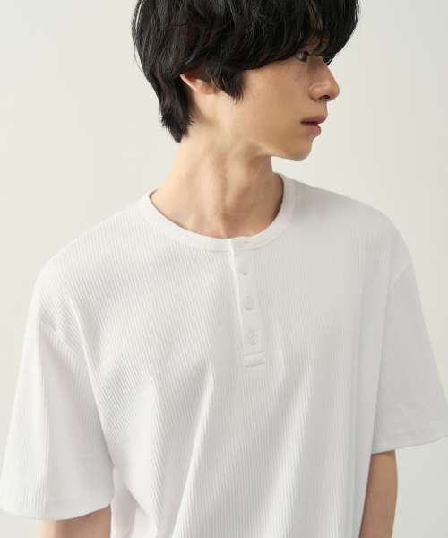 ROTEMBER（ローテンバー）の「リブヘンリーネックハーフTシャツ [5 COLOR]（Tシャツ/カットソー・メンズ・ホワイト/ブラック/ネイビー/グレー/チャコール・MEDIUM/LARGE/X-LARGE）」の16枚目の写真