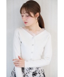 tocco closet | ビジュー釦スカラップレース装飾ラメニットカーディガン(カーディガン/ボレロ)