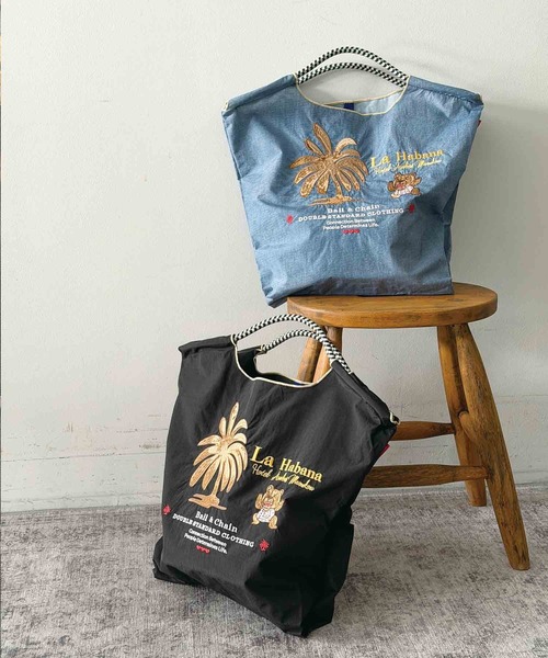 DOUBLE STANDARD CLOTHING（ダブルスタンダードクロージング）の「[Ball&Chain×DOUBLE STANDARD CLOTHING]ラ ハバナ ミニショッピングバッグ（エコバッグ/サブバッグ・レディース・ブラック/ブルー・M）」の3枚目の写真