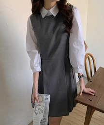 ノースリーブ×プリーツ切替ジャンスカ