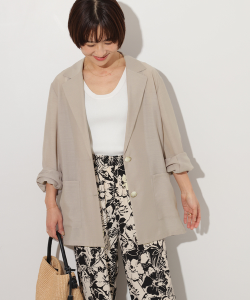 JOURNAL STANDARD relume（ジャーナルスタンダード　レリューム）の「《追加》シングルシアージャケット（テーラードジャケット・レディース・ベージュ/ブラック/アイボリー・FREE）」の3枚目の写真