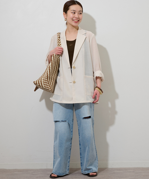 JOURNAL STANDARD relume（ジャーナルスタンダード　レリューム）の「《追加》シングルシアージャケット（テーラードジャケット・レディース・ベージュ/ブラック/アイボリー・FREE）」の10枚目の写真