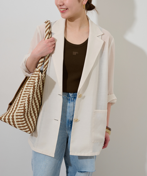 JOURNAL STANDARD relume（ジャーナルスタンダード　レリューム）の「《追加》シングルシアージャケット（テーラードジャケット・レディース・ベージュ/ブラック/アイボリー・FREE）」の13枚目の写真