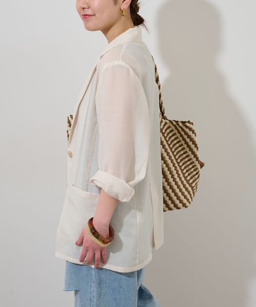 JOURNAL STANDARD relume（ジャーナルスタンダード　レリューム）の「《追加》シングルシアージャケット（テーラードジャケット・レディース・ベージュ/ブラック/アイボリー・FREE）」の14枚目の写真