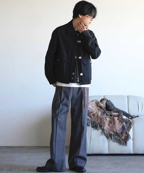 WYM LIDNM（ウィム バイ リドム）の「METAL TOGGLE TWILL DECK BLOUSON（ブルゾン・メンズ・ブラウン/ブラック・S/M/L）」の4枚目の写真