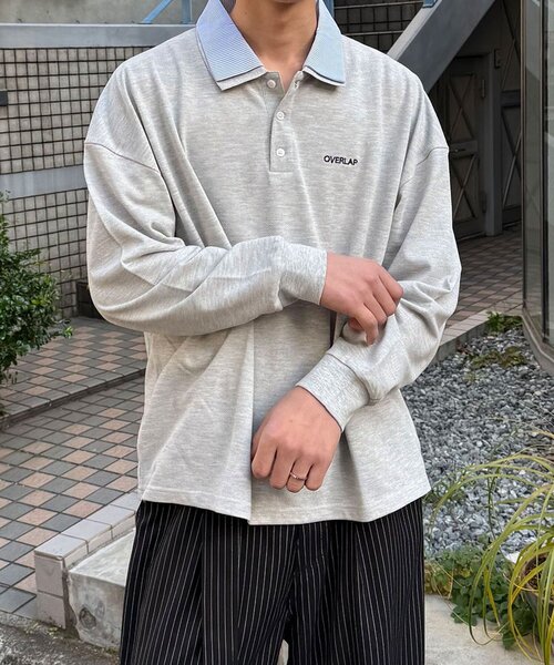 CIAOPANIC（チャオパニック）の「レイヤードカラー鹿子ポロシャツ（Tシャツ/カットソー・レディース・カーキ/グレー/ネイビー・LARGE/MEDIUM）」の2枚目の写真