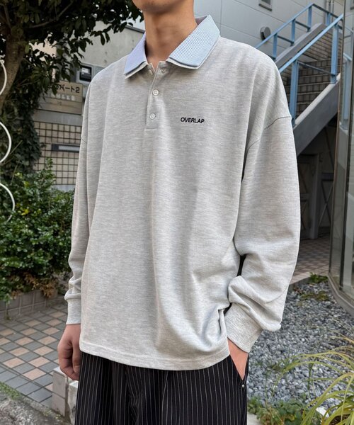 CIAOPANIC（チャオパニック）の「レイヤードカラー鹿子ポロシャツ（Tシャツ/カットソー・レディース・カーキ/グレー/ネイビー・LARGE/MEDIUM）」の4枚目の写真