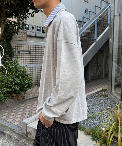 CIAOPANIC（チャオパニック）の「レイヤードカラー鹿子ポロシャツ（Tシャツ/カットソー・レディース・カーキ/グレー/ネイビー・LARGE/MEDIUM）」の6枚目の写真