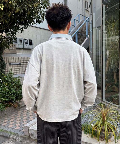 CIAOPANIC（チャオパニック）の「レイヤードカラー鹿子ポロシャツ（Tシャツ/カットソー・レディース・カーキ/グレー/ネイビー・LARGE/MEDIUM）」の7枚目の写真