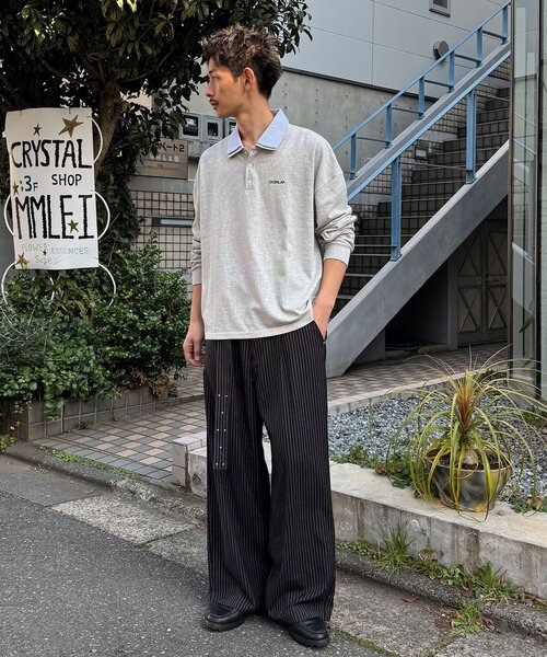 CIAOPANIC（チャオパニック）の「レイヤードカラー鹿子ポロシャツ（Tシャツ/カットソー・レディース・カーキ/グレー/ネイビー・LARGE/MEDIUM）」の9枚目の写真