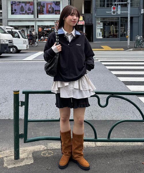 CIAOPANIC（チャオパニック）の「レイヤードカラー鹿子ポロシャツ（Tシャツ/カットソー・レディース・カーキ/グレー/ネイビー・LARGE/MEDIUM）」の21枚目の写真