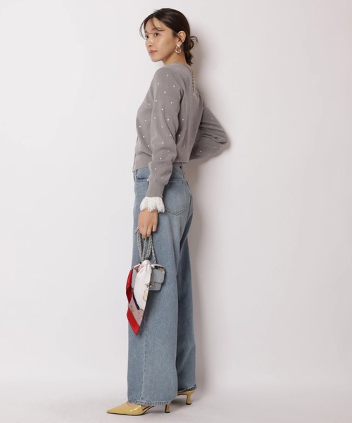 JUSGLITTY(ジャスグリッティー)の「プチドット刺繡カーディガン(ニット/セーター・レディース・グレー/グレイッシュベージュ/ホワイト・2)」の10枚目の写真