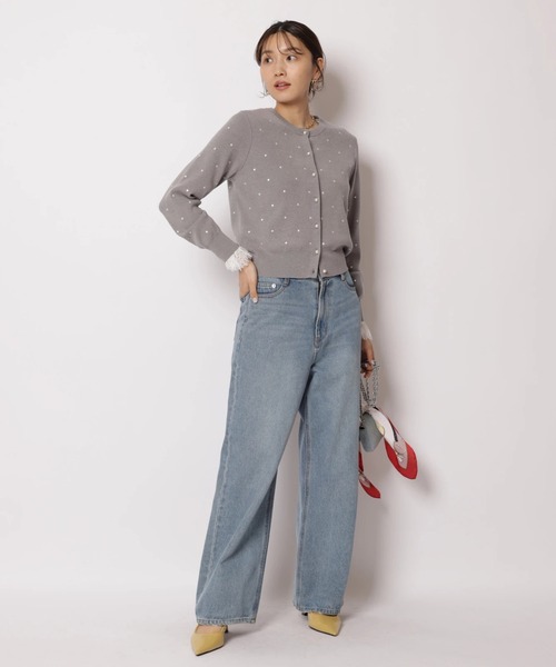 JUSGLITTY(ジャスグリッティー)の「プチドット刺繡カーディガン(ニット/セーター・レディース・グレー/グレイッシュベージュ/ホワイト・2)」の11枚目の写真