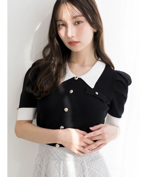 トップス c... FRONT HOOK BIG COLLAR TOPS フロント フック ビッグ カラー トップス