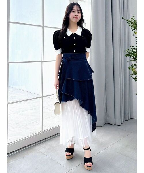 dazzlin（ダズリン）の「フロントボタンシャツカラーニットトップス（ニット/セーター・レディース・ブラック/ベージュ/ピンク/グレー/オフホワイト・FREE）」の8枚目の写真