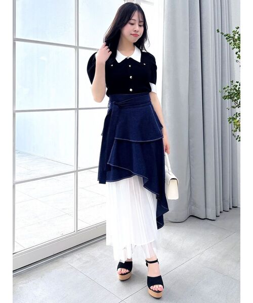 dazzlin（ダズリン）の「フロントボタンシャツカラーニットトップス（ニット/セーター・レディース・ブラック/ベージュ/ピンク/グレー/オフホワイト・FREE）」の9枚目の写真