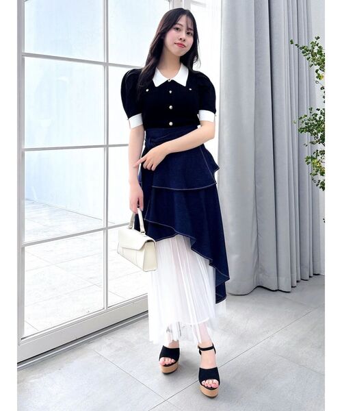 dazzlin（ダズリン）の「フロントボタンシャツカラーニットトップス（ニット/セーター・レディース・ブラック/ベージュ/ピンク/グレー/オフホワイト・FREE）」の10枚目の写真