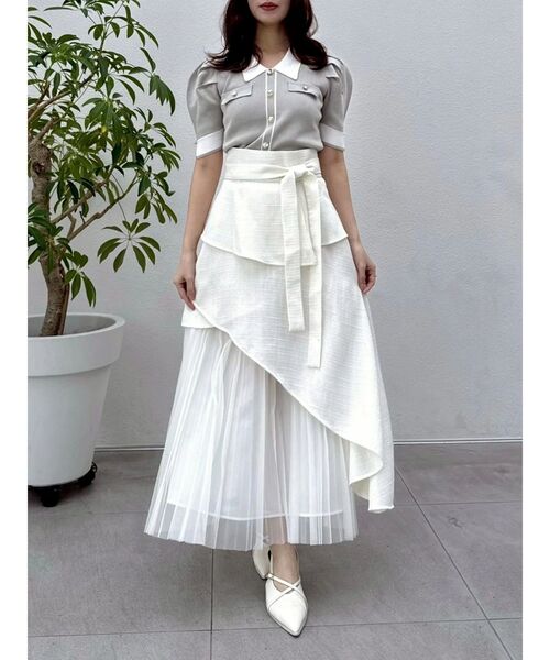 dazzlin（ダズリン）の「フロントボタンシャツカラーニットトップス（ニット/セーター・レディース・ブラック/ベージュ/ピンク/グレー/オフホワイト・FREE）」の14枚目の写真