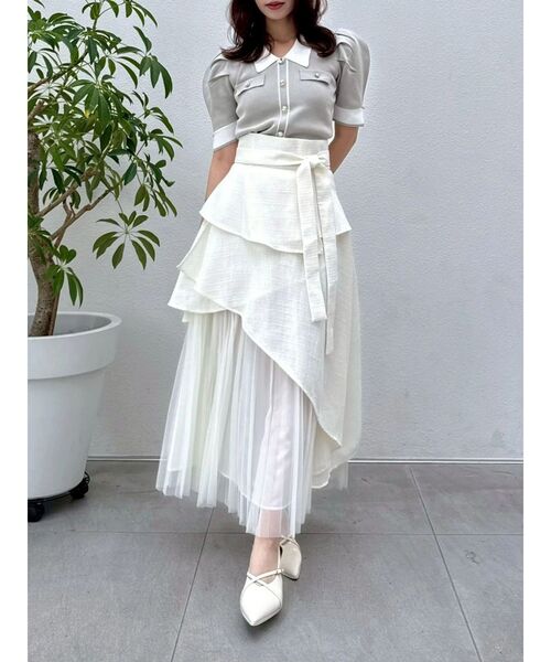 dazzlin（ダズリン）の「フロントボタンシャツカラーニットトップス（ニット/セーター・レディース・ブラック/ベージュ/ピンク/グレー/オフホワイト・FREE）」の16枚目の写真