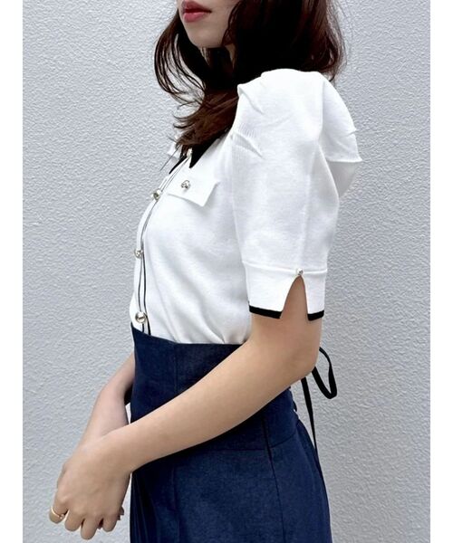 dazzlin（ダズリン）の「フロントボタンシャツカラーニットトップス（ニット/セーター・レディース・ブラック/ベージュ/ピンク/グレー/オフホワイト・FREE）」の20枚目の写真