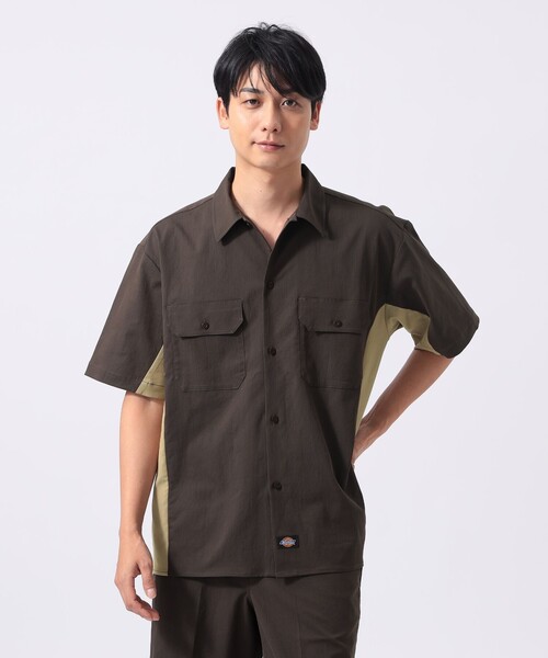 Dickies（ディッキーズ）の「【別注】Dickies / バイカラー ゴルフ ワークシャツ（シャツ/ブラウス・メンズ・ブラック/ブラウン/ネイビー・MEDIUM/LARGE/SMALL/X-LARGE）」の12枚目の写真