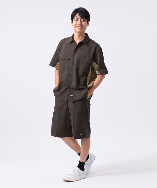 Dickies（ディッキーズ）の「【別注】Dickies / バイカラー ゴルフ ワークシャツ（シャツ/ブラウス・メンズ・ブラック/ブラウン/ネイビー・MEDIUM/LARGE/SMALL/X-LARGE）」の20枚目の写真