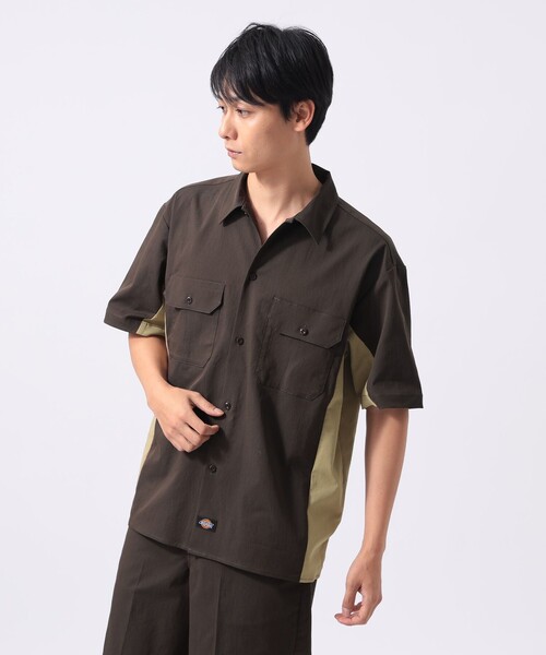 Dickies（ディッキーズ）の「【別注】Dickies / バイカラー ゴルフ ワークシャツ（シャツ/ブラウス・メンズ・ブラック/ブラウン/ネイビー・MEDIUM/LARGE/SMALL/X-LARGE）」の21枚目の写真