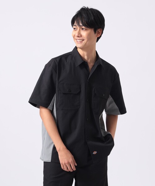 Dickies（ディッキーズ）の「【別注】Dickies / バイカラー ゴルフ ワークシャツ（シャツ/ブラウス・メンズ・ブラック/ブラウン/ネイビー・MEDIUM/LARGE/SMALL/X-LARGE）」の5枚目の写真
