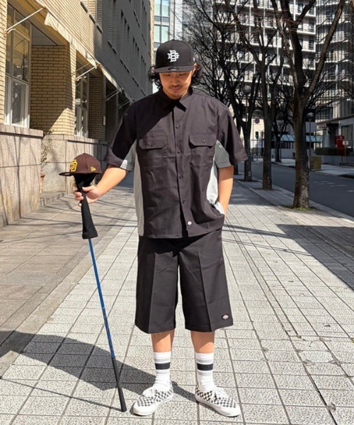 Dickies（ディッキーズ）の「【別注】Dickies / バイカラー ゴルフ ワークシャツ（シャツ/ブラウス・メンズ・ブラック/ブラウン/ネイビー・MEDIUM/LARGE/SMALL/X-LARGE）」の6枚目の写真